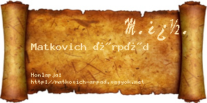 Matkovich Árpád névjegykártya