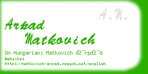 arpad matkovich business card